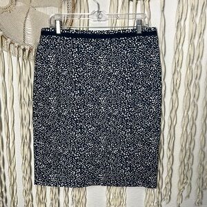 Boden NWOT Teal White Abstract Polka Dot Pencil Skirt Size 10R